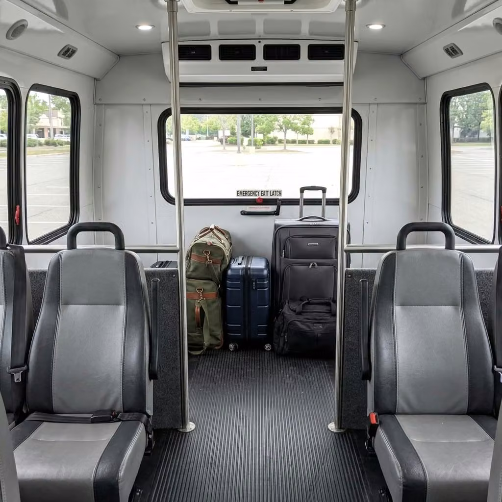mcdonough 28 passenger minibus luggage area