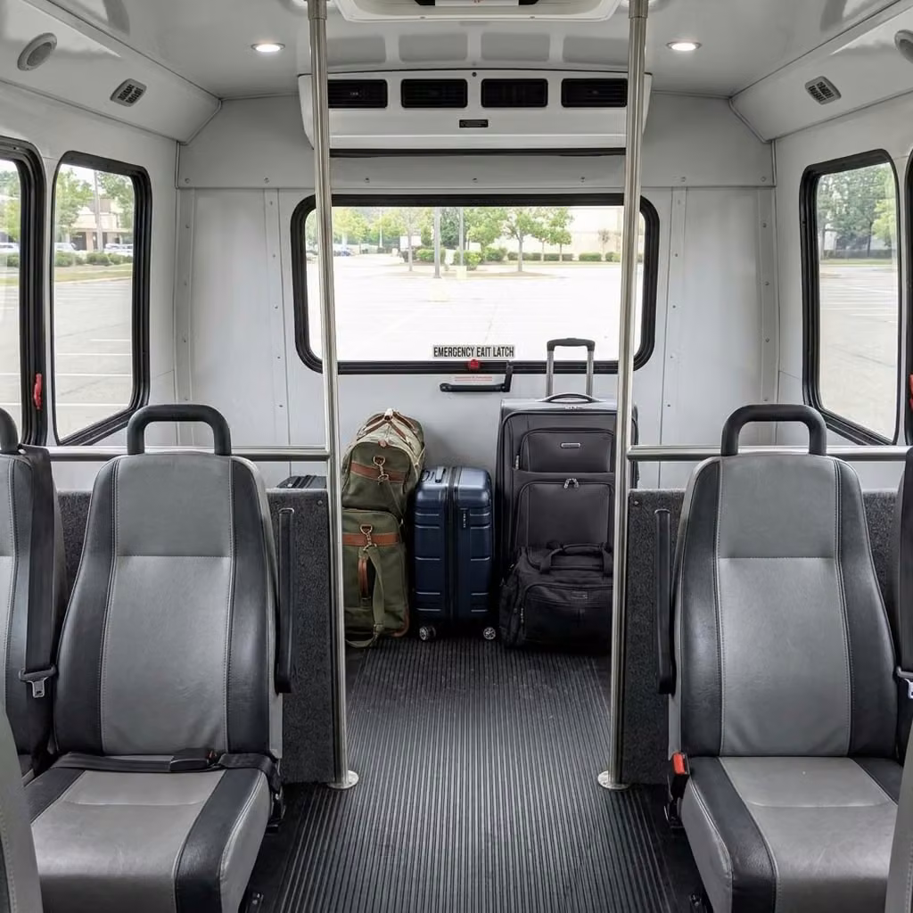 mcdonough 35 passenger minibus luggage area