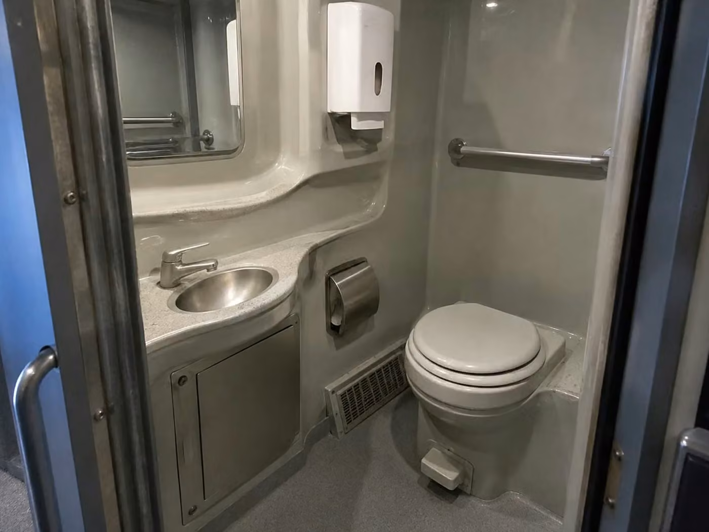 mcdonough 56 passenger charter bus onboard restroom