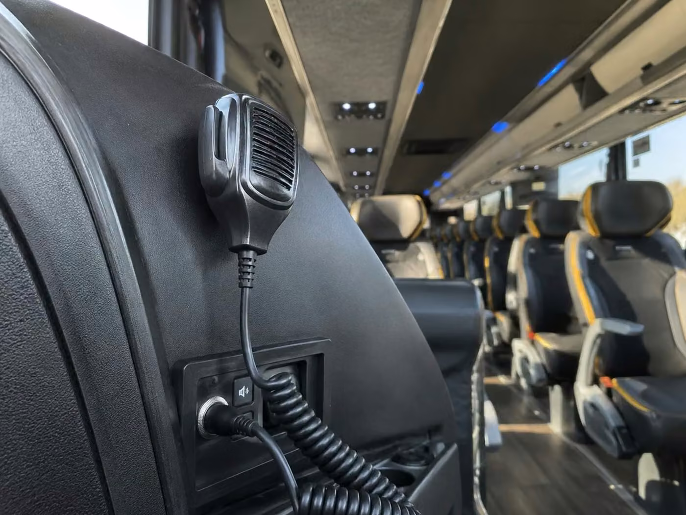 mcdonough 56 passenger charter bus pa system