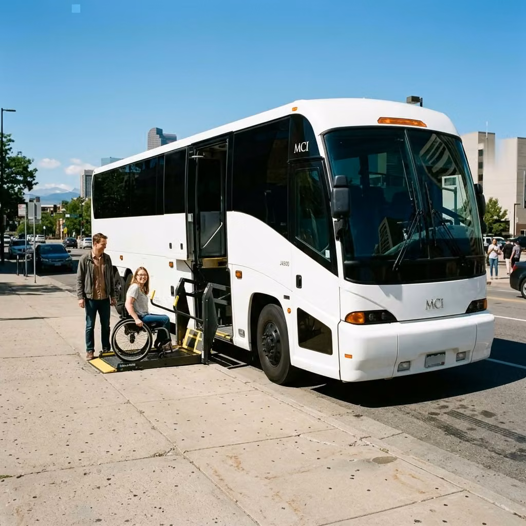 mcdonough 56 passenger charter bus wheelchair lift