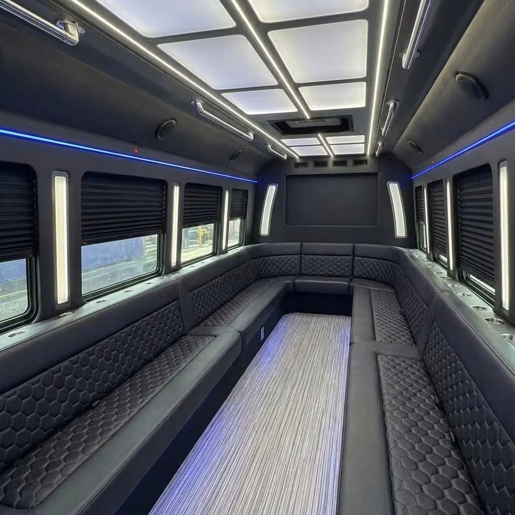 mcdonough party bus wraparound seating